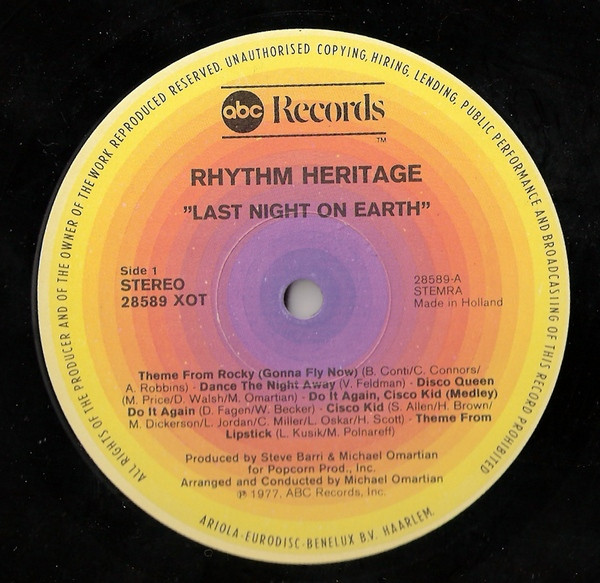Cover zu Rhythm Heritage - Last Night On Earth | 1977 | Vinyl | Electronic, Funk / Soul | Netherlands