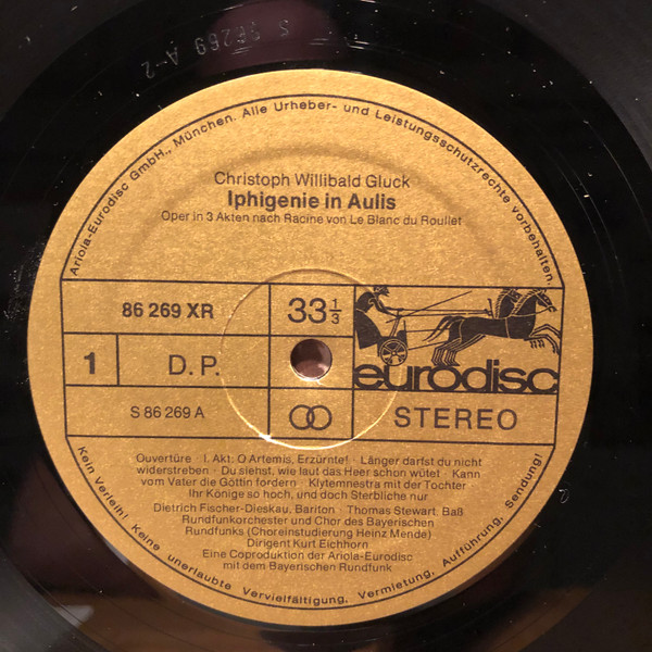 Cover zu Christoph Willibald Gluck - Anna Moffo, Dietrich Fischer-Dieskau, Chor Des Bayerischen Rundfunks & Münchner Rundfunkorchester - Kurt Eichhorn - Iphigenie In Aulis | 1972 | Vinyl | Classical