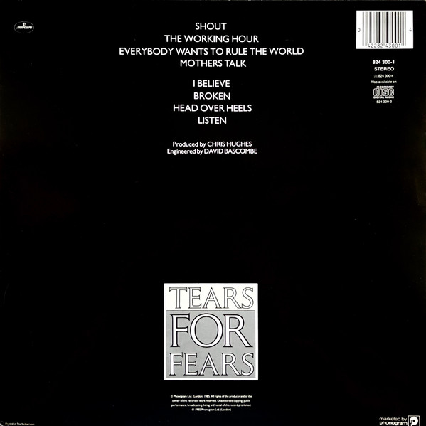 Cover zu Tears For Fears - Songs From The Big Chair | 1985 | Vinyl | Rock, Pop | Europe