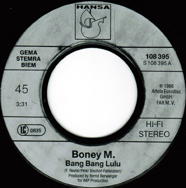 Cover zu Boney M. - Bang Bang Lulu | 1986 | Vinyl | Electronic, Pop | Europe