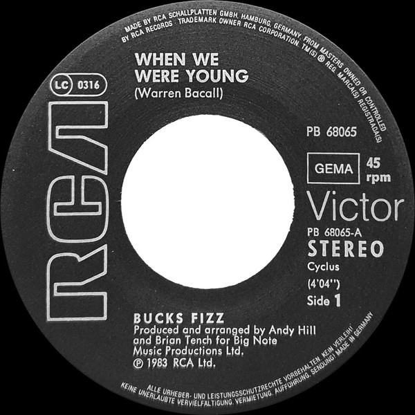 Cover zu Bucks Fizz - When We Were Young | 1983 | Vinyl | Rock, Pop | Germany