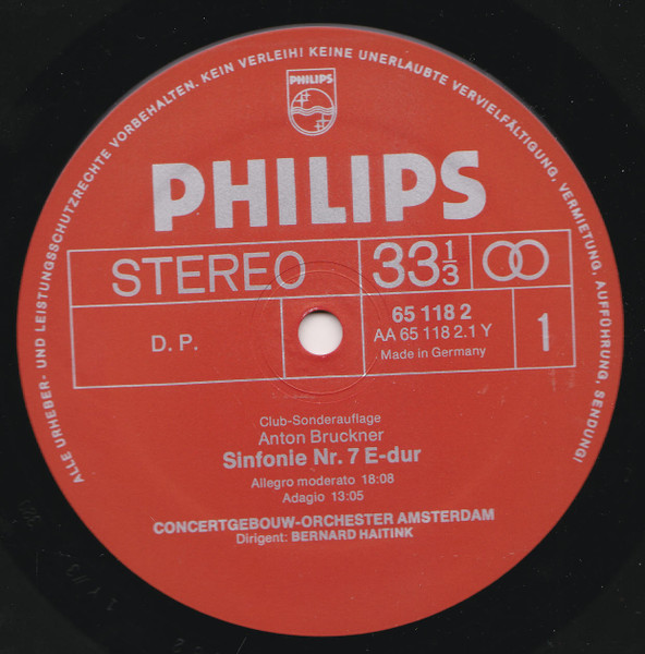 Cover zu Anton Bruckner, Concertgebouworkest, Bernard Haitink - Sinfonie Nr. 7 E-Dur (Originalfassung) | 1977 | Vinyl | Classical | Germany Schallplatten Ankauf