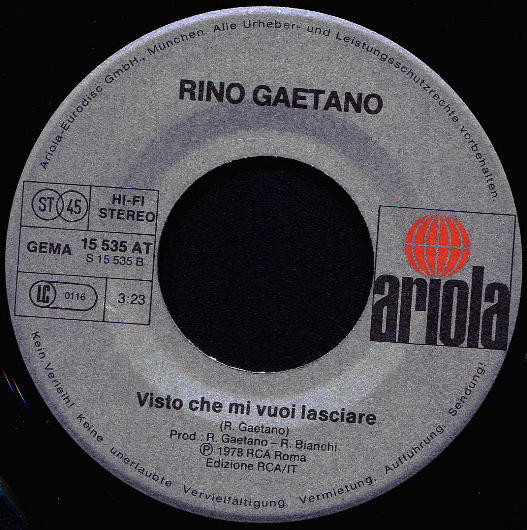 Cover zu Rino Gaetano - Gianna | 1978 | Vinyl, 7