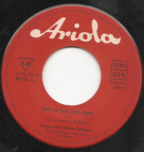Cover zu Renate Und Werner Leismann - Fern, So Fern | 1962 | Vinyl | Pop | Germany Schallplatten Ankauf