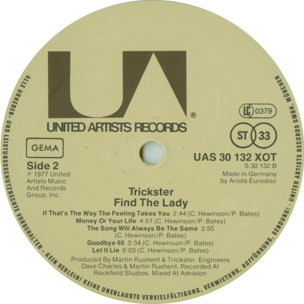 Cover zu Trickster (6) - Find The Lady | 1977 | Vinyl | Rock | Germany