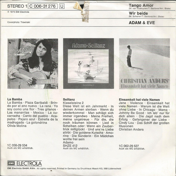 Cover zu Adam & Eve (6) - Tango Amor | 1975 | Vinyl | Pop | Germany
