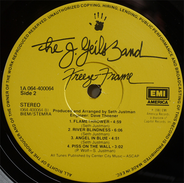 Cover zu The J. Geils Band - Freeze-Frame | 1981 | Vinyl | Rock, Pop | Europe