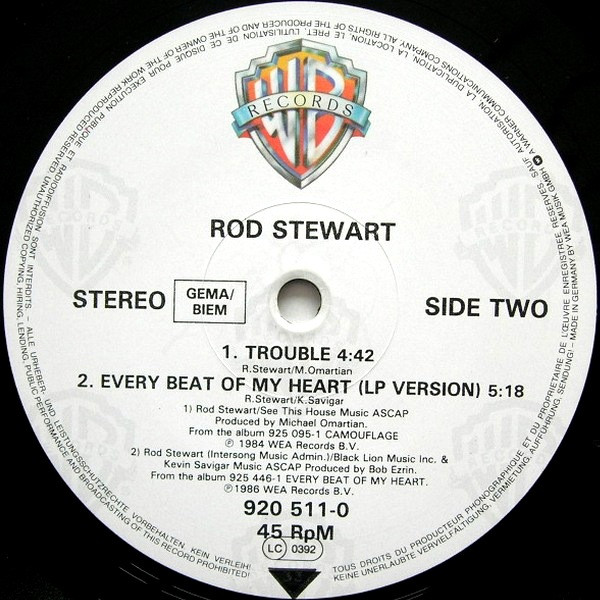 Cover zu Rod Stewart - Every Beat Of My Heart (Tartan Mix) | 1986 | Vinyl | Rock | Europe