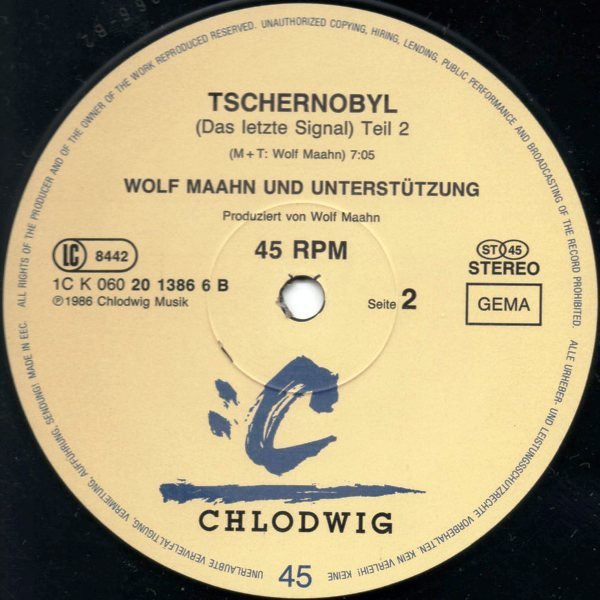 Cover zu Wolf Maahn & Unterstützung - Tschernobyl (Das Letzte Signal) | 1986 | Vinyl | Electronic | Germany