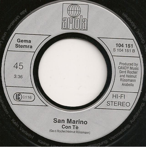 Cover zu San Marino - Solo Lei | 1982 | Vinyl | Pop | Germany Schallplatten Ankauf