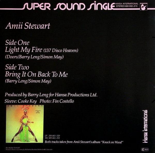 Cover zu Amii Stewart - Light My Fire | 1979 | Vinyl | Electronic | Germany