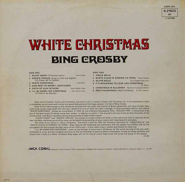 Cover zu Bing Crosby - White Christmas | Vinyl, LP, Album, Reissue | Pop | Germany Schallplatten Ankauf