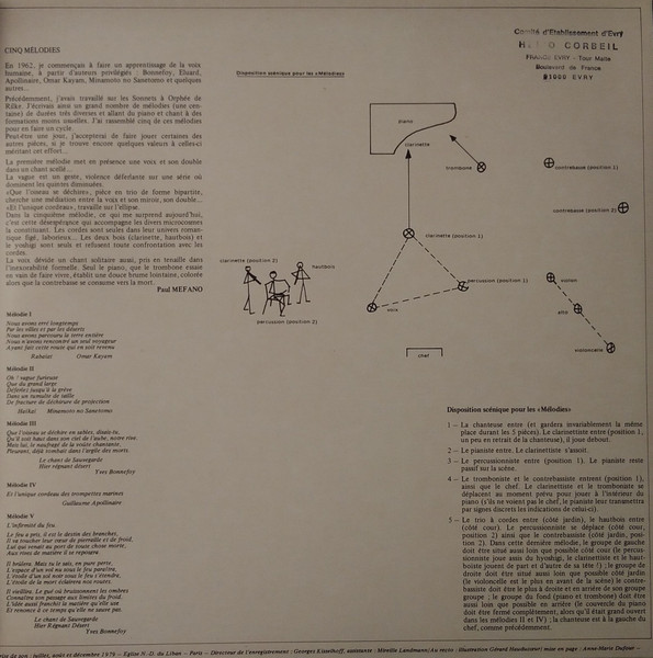 Cover zu Claude Lefebvre (3) / Pierre Boulez / Paul Méfano - Etwas Weiter / D'Un Arbre De Nuit / Messagesquisse / Mélodies | 1980 | Vinyl | Classical | France