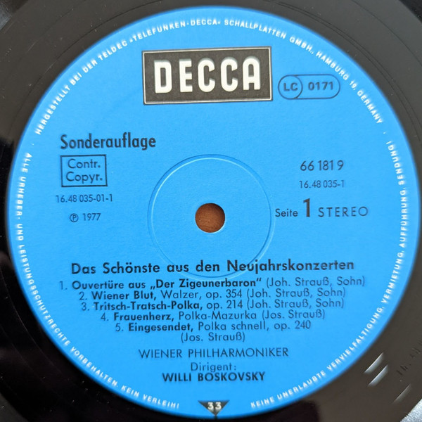 Cover zu Wiener Philharmoniker / Willi Boskovsky - Das Schönste Aus Den Neujahrskonzerten | 1977 | Vinyl | Classical | Germany