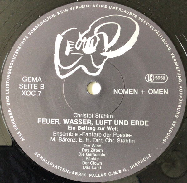 Cover zu Christof Stählin, Die Fanfare Der Poesie - Feuer, Wasser, Luft Und Erde - Ein Beitrag Zur Welt | 1981 | Vinyl | Jazz, Folk, World, & Country | Germany