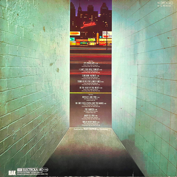 Cover zu Smokie - Bright Lights & Back Alleys | 1977 | Vinyl, LP, Album, Stereo | Pop | Germany