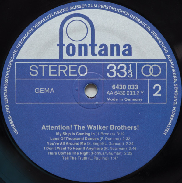 Cover zu The Walker Brothers - Attention! The Walker Brothers! | 1973 | Vinyl | Rock, Pop | Germany Schallplatten Ankauf