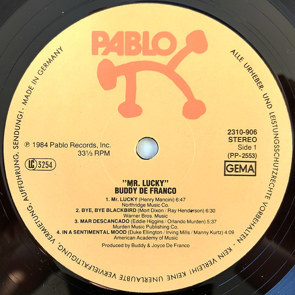 Cover zu Buddy DeFranco - Mr. Lucky | 1984 | Vinyl | Jazz | Germany