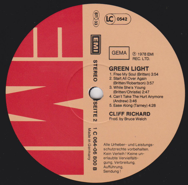 Cover zu Cliff Richard - Green Light | 1978 | Vinyl | Rock, Pop | Germany