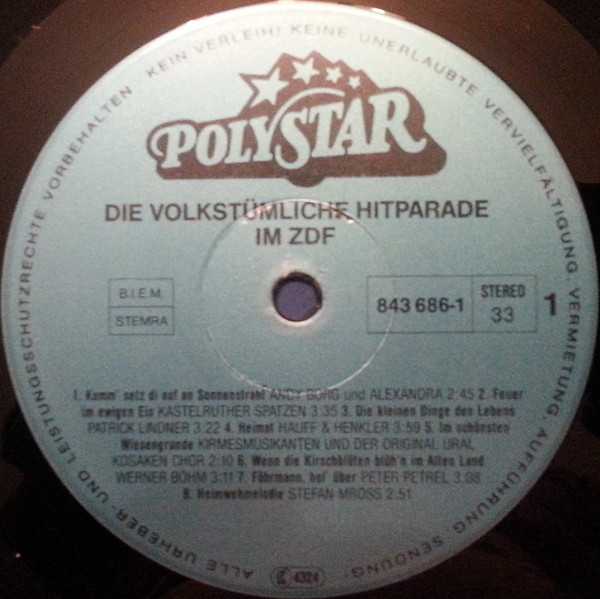 Cover zu Various - Die Volkstümliche Hitparade Im ZDF | 1990 | Vinyl | Folk, World, & Country | Europe