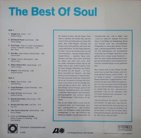 Cover zu Various - The Best Of Soul | 1968 | Vinyl | Funk / Soul | Germany Schallplatten Ankauf