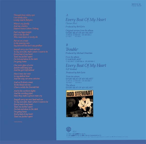 Cover zu Rod Stewart - Every Beat Of My Heart (Tartan Mix) | 1986 | Vinyl | Rock | Europe Schallplatten Ankauf