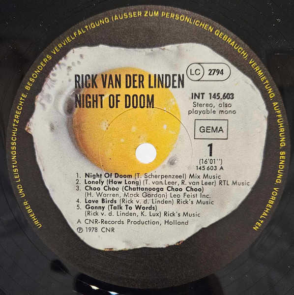 Cover zu Rick Van Der Linden - Night Of Doom | 1979 | Vinyl | Electronic | Germany
