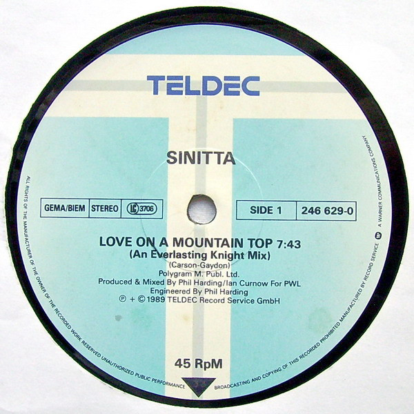 Cover zu Sinitta - Love On A Mountain Top (An Everlasting Knight Mix) | 1989 | Vinyl | Electronic | Europe