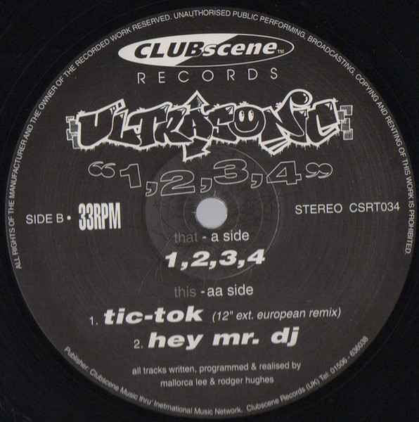 Cover zu Ultra-Sonic - 1,2,3,4 | 1995 | Vinyl | Electronic | UK Schallplatten Ankauf