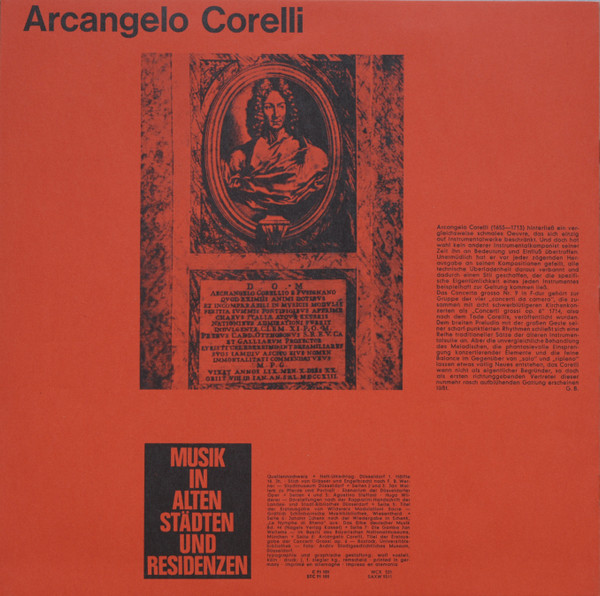 Cover zu Agostino Steffani, Arcangelo Corelli, Johann Schenk, Johann Hugo Von Wilderer - Düsseldorf (Am Hofe Jan Wellems) | 1971 | Vinyl | Classical | Germany