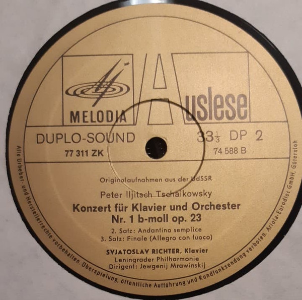 Cover zu Pyotr Ilyich Tchaikovsky, Sviatoslav Richter, Leningrad Philharmonic Orchestra, Evgeny Mravinsky - Klavierkonzert Nr. 1 B-moll | Vinyl | Classical | Germany Schallplatten Ankauf