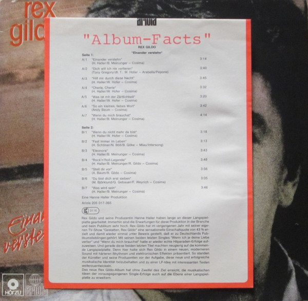 Cover zu Rex Gildo - Einander Verstehn | 1982 | Vinyl | Pop | Germany