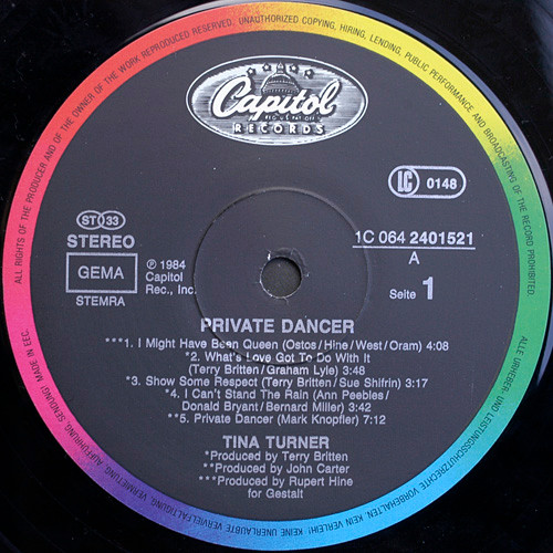 Cover zu Tina Turner - Private Dancer | 1984 | Vinyl, LP, Album, Stereo | Rock | Europe