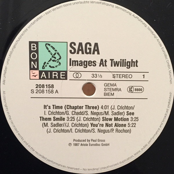 Cover zu Saga (3) - Images At Twilight | 1987 | Vinyl | Rock | Europe Schallplatten Ankauf