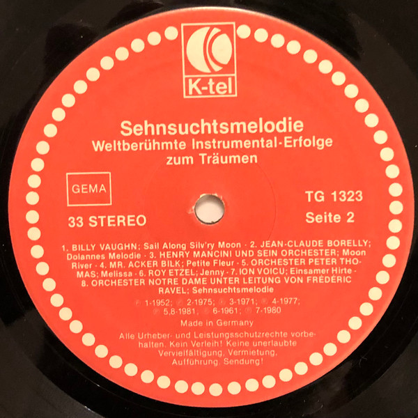 Cover zu Various - Sehnsuchts-Melodie | 1981 | Vinyl | Jazz, Pop, Classical | Germany Schallplatten Ankauf