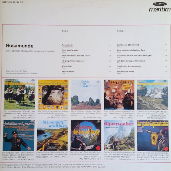 Cover zu Die Teplitzer Musikanten - Rosamunde - Die Schönsten Polkas Und Walzer | Vinyl | Folk, World, & Country | Germany