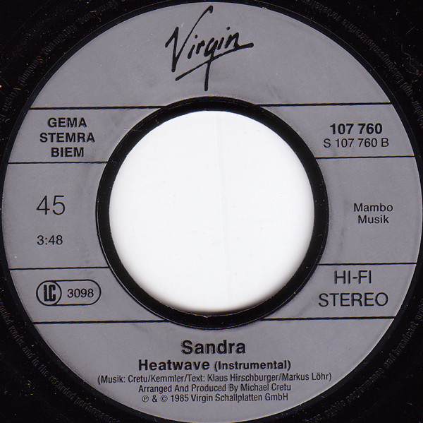 Cover zu Sandra - In The Heat Of The Night | 1985 | Vinyl, 7