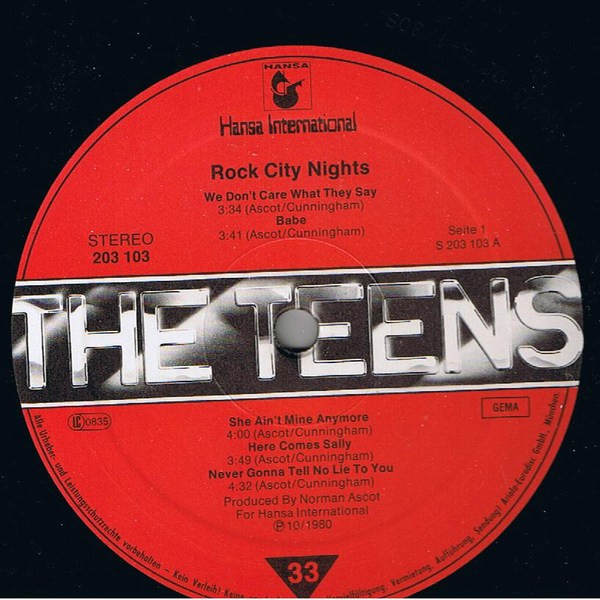 Cover zu The Teens - Rock City Nights | 1980 | Vinyl | Rock | Germany Schallplatten Ankauf