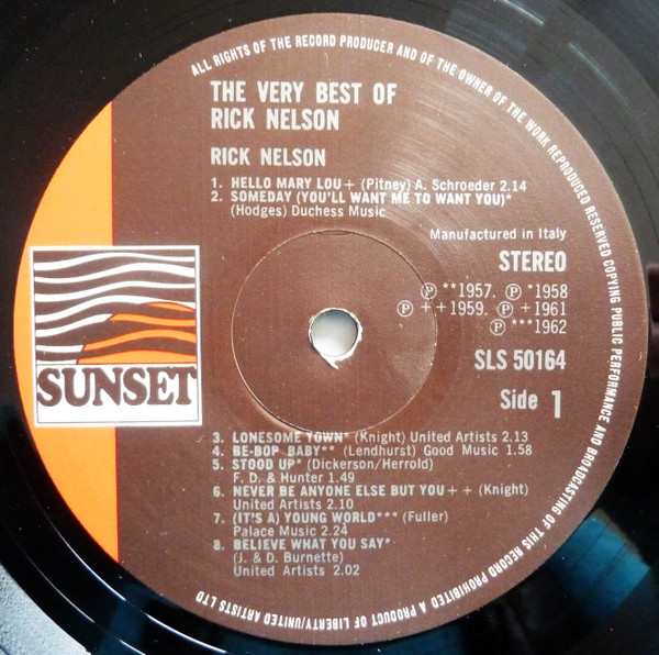 Cover zu Ricky Nelson (2) - The Very Best Of Rick Nelson | Vinyl | Rock, Pop | UK