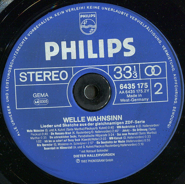 Cover zu Dieter Hallervorden - Welle Wahnsinn - Lieder Und Sketche Aus Der Gleichnamigen ZDF-Sendung | 1982 | Vinyl | Non-Music, Pop | Germany