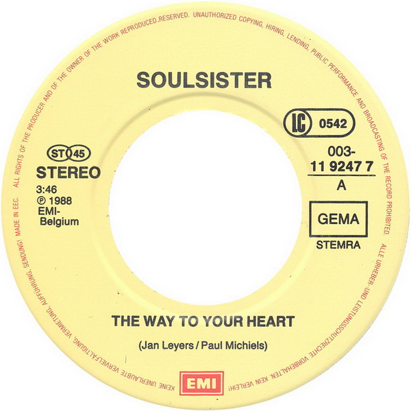 Cover zu Soulsister - The Way To Your Heart | 1988 | Vinyl, 45 RPM, 7