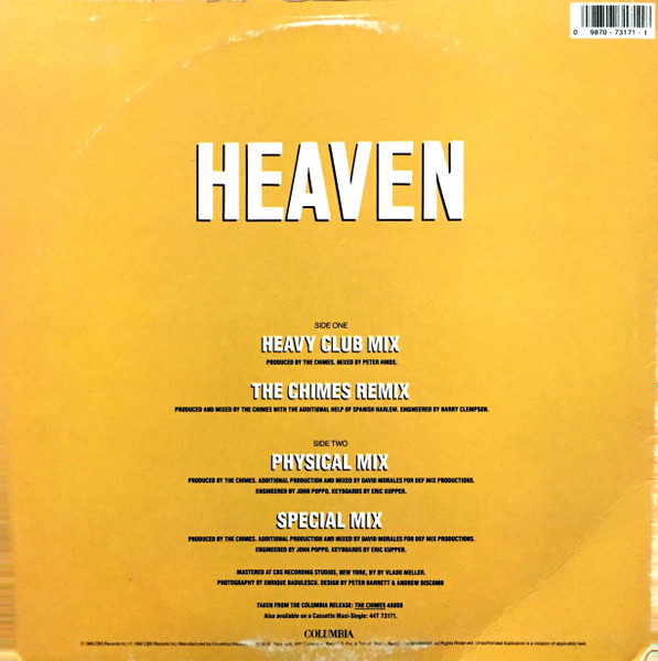 Cover zu The Chimes - Heaven | 1990 | Vinyl | Electronic, Funk / Soul, Pop | US Schallplatten Ankauf