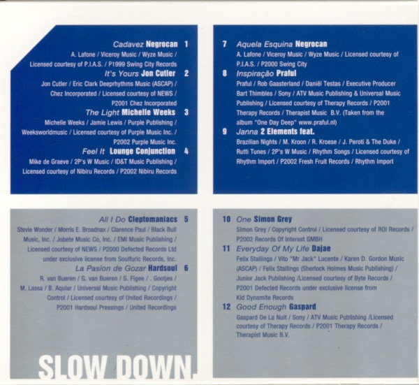 Cover zu Various - Slow Down. Pleasure Up. | 2002 | CD, Mixed, Promo | Electronic | Netherlands