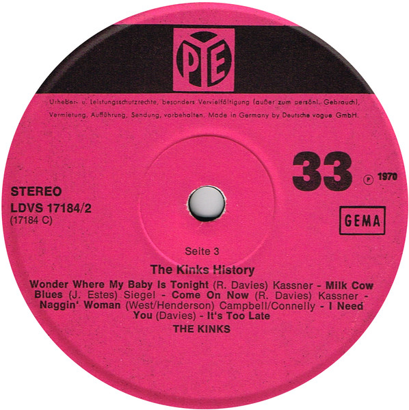 Cover zu The Kinks - History Vol. 1 | 1970 | Vinyl | Rock | Germany