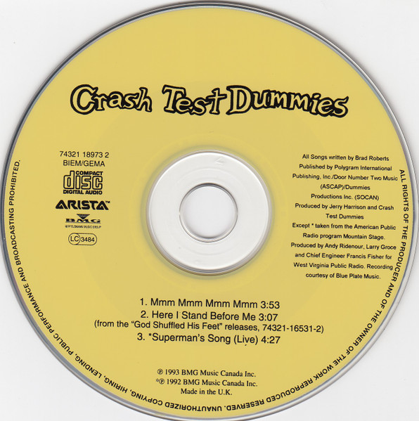 Cover zu Crash Test Dummies - Mmm Mmm Mmm Mmm | 1993 | Vinyl | Rock | Europe Schallplatten Ankauf