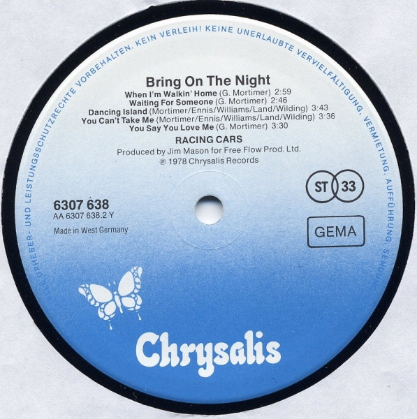 Cover zu Racing Cars - Bring On The Night | 1978 | Vinyl | Rock | Germany Schallplatten Ankauf