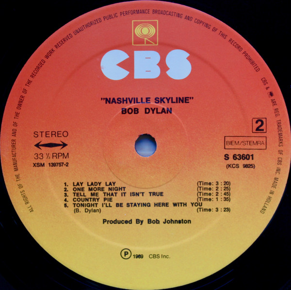 Cover zu Bob Dylan - Nashville Skyline | LP, Album, RE | Rock, Folk, World, & Country | Europe