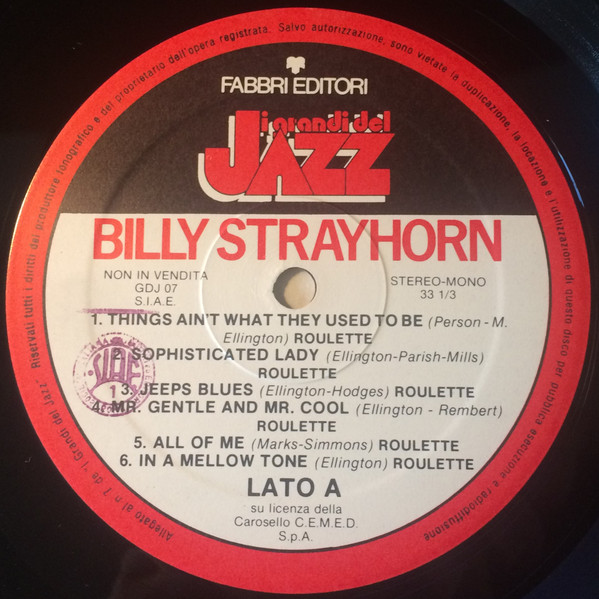 Cover zu Billy Strayhorn - Billy Strayhorn | 1981 | Vinyl | Jazz | Italy
