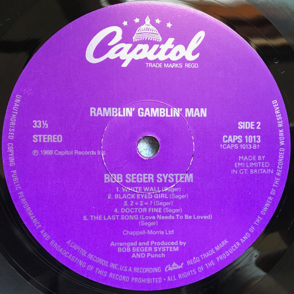 Cover zu Bob Seger System - Ramblin' Gamblin' Man | 1977 | Vinyl | Rock | UK