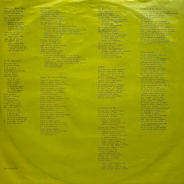 Cover zu Angelo Branduardi - Cogli La Prima Mela | 1979 | Vinyl, LP, Album, Stereo | Rock, Pop | Germany